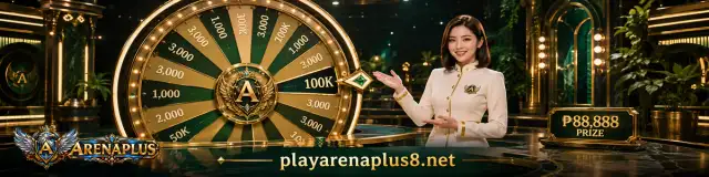 ARENAPLUS Live Casino banner with dark table atmosphere and warm arena lighting